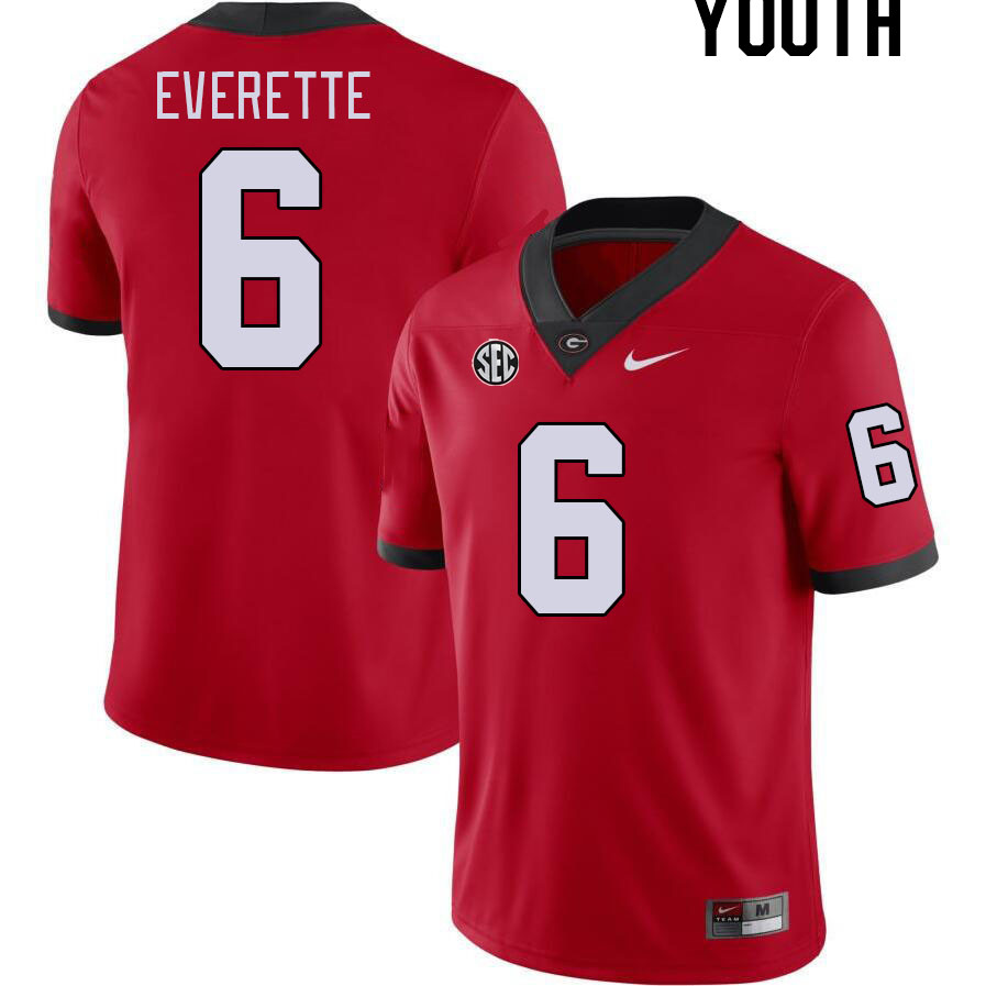 Georgia Bulldogs Youth Daylen Everette #6 Red Stitched College UGA Football Jersey 23OK016KA